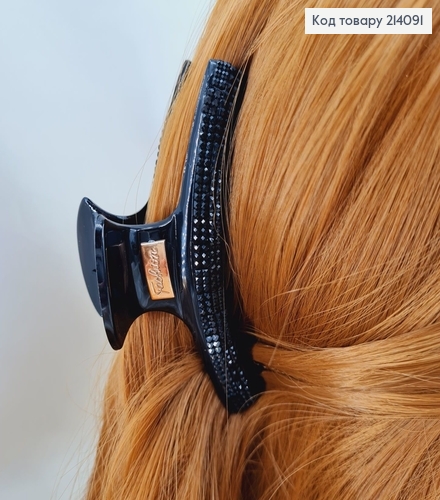 Краб пластик черный с камешками 9,5 см с золотой брошью 214091 фото 1