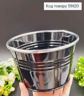 Відерце-кашпо, метал, чорного кольору, висота 9см, Польща 591120 фото