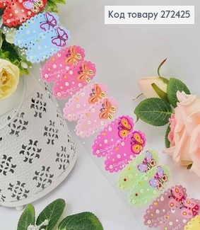 Набір дитячих заколок тік-так, Фігурні З кольоровими Метеликами, 20шт/уп. 272425 фото