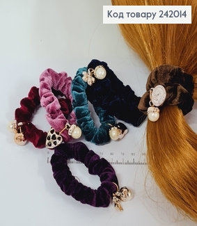 Резинка велюр з перлинкою  в асорт. 242014 фото