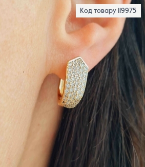 Серьги украшены Блестящими камешками, длина 1,6см, английская застежка, XUPING 18K 119975 фото