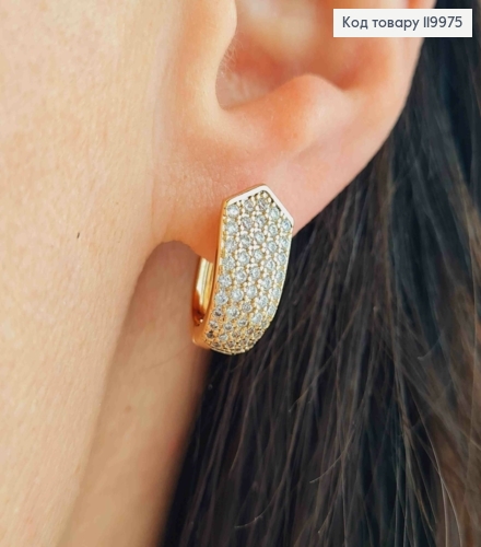 Серьги украшены Блестящими камешками, длина 1,6см, английская застежка, XUPING 18K 119975 фото 1