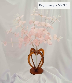 Искусственная композиция Эвкалипт, цвет Розовый, 16 веточек на металлическом стержне, 47см 551305 фото