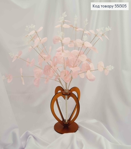 Искусственная композиция Эвкалипт, цвет Розовый, 16 веточек на металлическом стержне, 47см 551305 фото 1