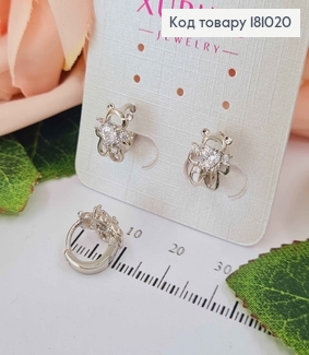 Сережки кільця родовані, 1см, з камінцем сердечком Xuping  181020 фото