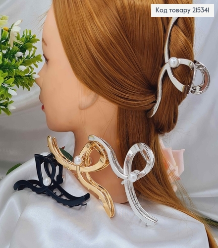 Краб металл 12см, Петелька с большой жемчужиной, в ассорт. 215341 фото 1