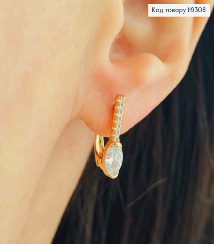 Серьги украшены Блестящими камешками, 1,6см, английская застежка, XUPING 18K 119308 фото 2