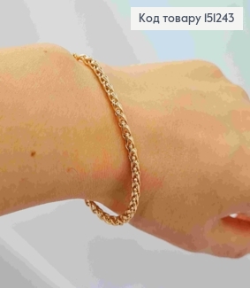 Браслет плетение КОСИЧКА, ширина 3мм, длина 17+3см, Xuping 18К 151243 фото
