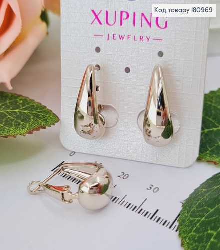 Сережки родовані, продовгуваті крапельки, 2см, англ. заст. Xuping  180969 фото 2