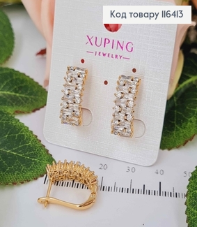 Серьги, "Маргарет" в роскошных камешках, 1,8см, англ. зам. Xuping 18K 116413 фото