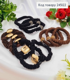 Резинка-жатка атласна 6см "PARIS" в асорт. коричнево-чорні 245122 фото