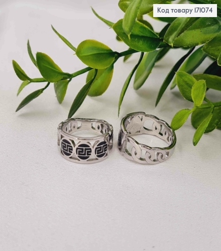 Кольцо родованное ВЕРСАЧЕ с Черной эмалью, Xuping 171074 фото 2