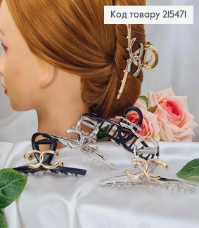 Краб металл, петелька с пластинкой "Шанель", цвета в ассорт. 11,5см 215532 фото