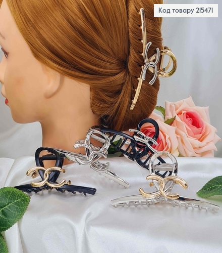 Краб металл, петелька с пластинкой "Шанель", цвета в ассорт. 11,5см 215532 фото 1