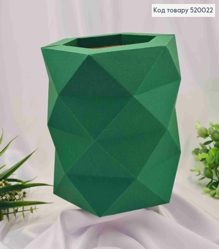 Коробка багатогранна, СМАРАГДОВОГО кольору, діаметр 16см, висота 18см,глибина 9см, УКРАЇНА 520022 фото 1