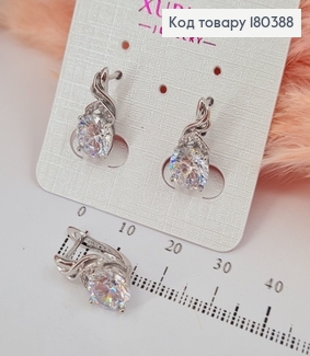 Серьги с большим камнем родованное медзолото Xuping 180388 фото