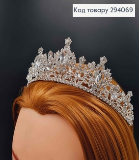 Тиара под серебро, "Романс" с белыми камешками. 294069 фото