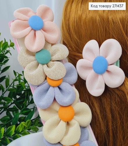 Набір заколок Стріла(10шт) ГАВАЙСЬКА КВІТОЧКА з Люрексом, Пастельні кольори, заколка4,5см, квітка8см 271437 фото 2