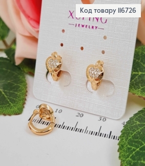 Сережки кільця 1см, "Яблучко" з камінцями, Xuping 18К 116726 фото