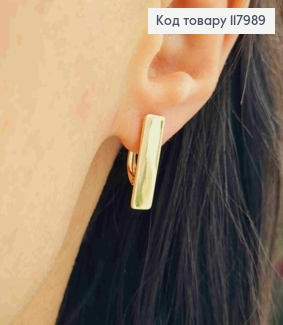Серьги с прямоугольной пластинкой, 1,9*0,6см, английская застежка, Xuping 18K 117989 фото