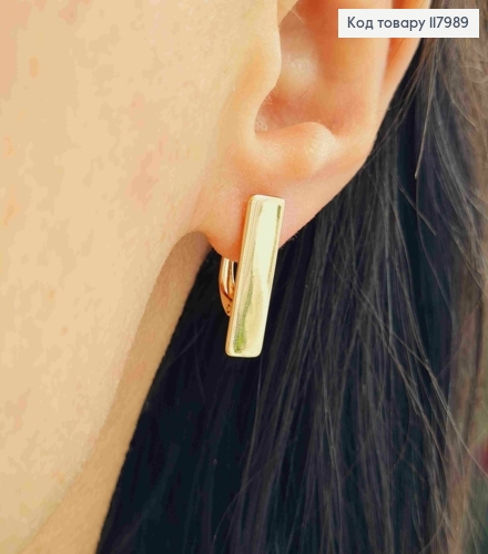 Серьги с прямоугольной пластинкой, 1,9*0,6см, английская застежка, Xuping 18K 117989 фото 1