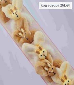 Набор резинок (10шт) "Ушки" с зайкой, Пастельные цвета, резинка 4см, уши 4см 261391 фото