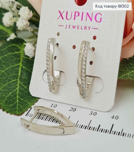 Серьги стрелы, 2,4см, с линией камней, Xuping 181302 фото 1