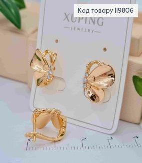Серьги "Бабочки" украшены Блестящими камешками, 1,4см, английская застежка, XUPING 18K 119806 фото