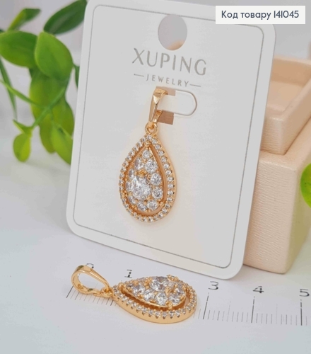 Кулон "Краплинка" прикрашений Блискучими камінцями, 2,1см, Xuping 18К 141045 фото 1