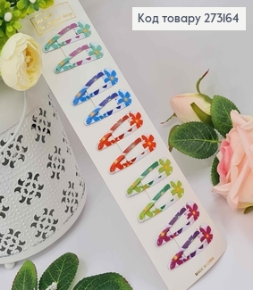 Заколки тік-так, 5см, З квітковим принтом, 10шт/уп. 273164 фото