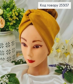 Повязка мягкая замша, Горчичного цвета, 26*9,5см, ручная работа 275047 фото