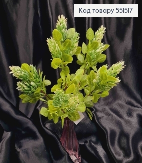 Искусственная декоративная композиция Хмель, БЕЛО-ЗЕЛЕНОГО цвета, 5 веточек на металлическом стержне, 33см. 551517 фото