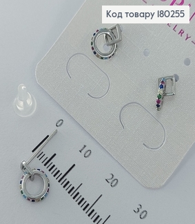 Серьги гвоздики   с разноцветными  камушками родированые   Xuping  180255 фото