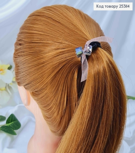 Резинка потрійна з двома квадратними кристаликами, та лентою кольори в асортименті. 253114 фото 1