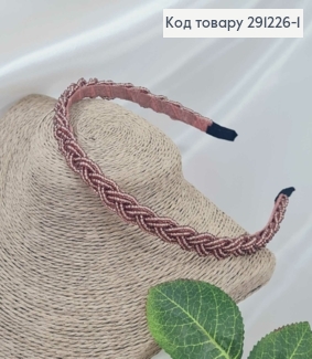 Обруч метал  з  плетеним бісером "Косичка" БАКЛАЖАНОВИЙ (світлий),  ширина 1,2см 291226-1 фото