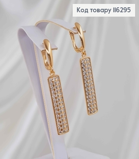 Серьги, с подвесками пластинками в камешках, 4см, англ. зам. Xuping 18K 116295 фото