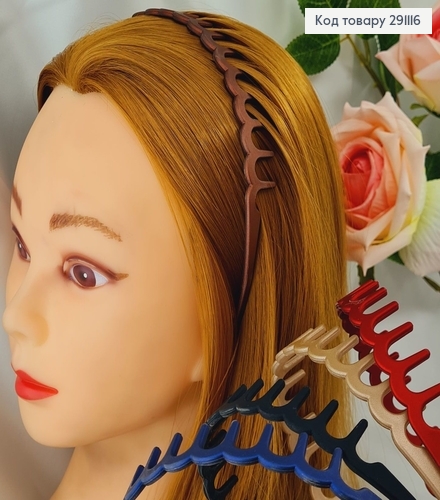 Обруч пластик матовый гребень 1,8см в а сорт 291116 фото 1