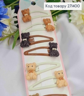 Набір  дитячих заколок (20шт) ВЕДМЕЖАТКА, розмір 1,5*2см, заколка тік-так 5см, ПАСТЕЛЬНИХ кольорів 271400 фото