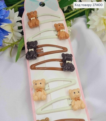 Набір  дитячих заколок (20шт) ВЕДМЕЖАТКА, розмір 1,5*2см, заколка тік-так 5см, ПАСТЕЛЬНИХ кольорів 271400 фото 1