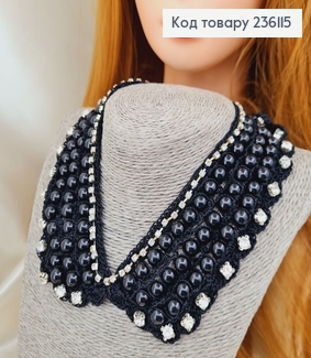 Воротник черный с бусинками и камнями 236115 фото
