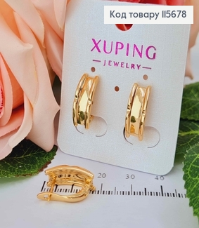 Серьги пластинки, с двумя гранями, 1,8см, англ. зам., Xuping 18 115678 фото