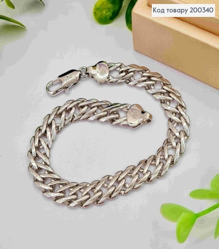 Браслет родованный РОМБОВОЕ плетение, ширина 9мм, длина 20,5см, Xuping 200340 фото 1