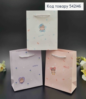 Пакет бумажный "Со счастливой куколкой" 15,5*14,6*6,5см в ассорт. 542146 фото