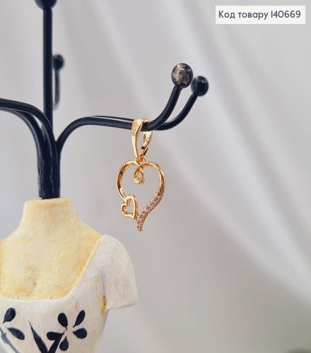 Кулон Сердечко з камінцями, 1см, Xuping 18К 140669 фото 3