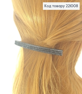 Заколка автомат с камешком 8 см черный 221008 фото