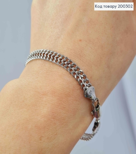 Браслет родований плетіння ПІТОН, шир.6мм, довж. 18,5см, Xuping 200302 фото 1