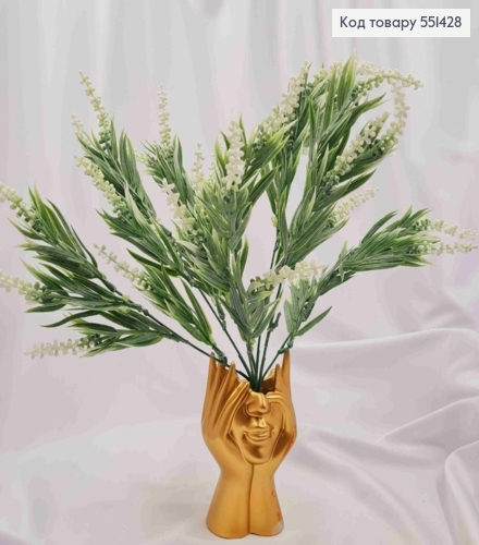 Искусственная композиция Куст Лаванды, БЕЛОГО цвета, 7 веточек, высота 40см. 551428 фото 1