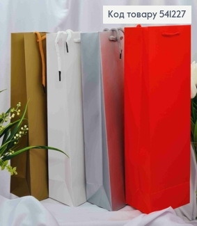 Пакет бумажный для бутылки Однотонный, 38*11*11см, в ассортименте 541227 фото