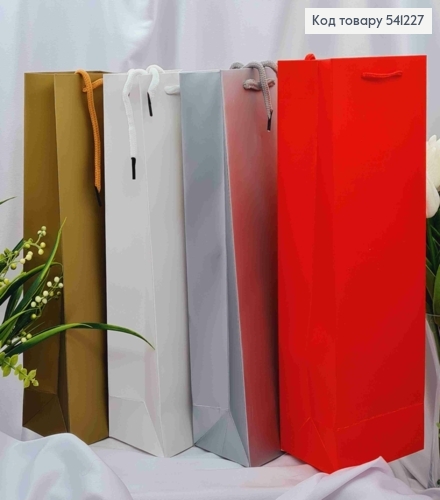 Пакет паперовий для пляшки Однотонний, 38*11*11см, в асортименті 541227 фото 1