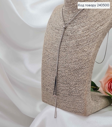 Цепочка, серебряного цвета, с подвеской треугольничками и шайбочкой для регуляции, 40+5см, сталь Stainless Steel 240500 фото 1